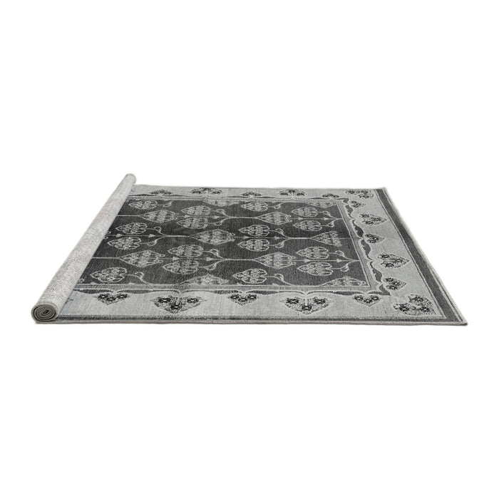 Sideview of Machine Washable Oriental Gray Industrial Rug, wshurb546gry