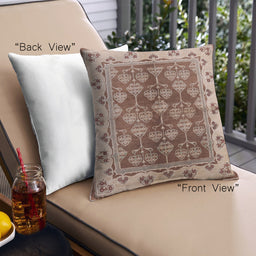 Front View of Mid-Century Modern Urban Square Dark Sienna Brown Throw Pillow, 18 inch by 18 inch, pwurb546