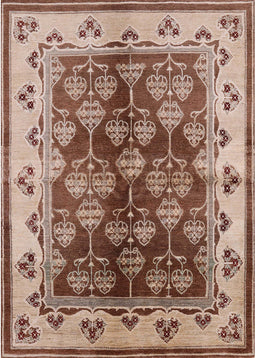 Mid-Century Modern Dark Sienna Brown Oriental Rug, urb546