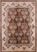 Mid-Century Modern Dark Sienna Brown Oriental Rug, urb546