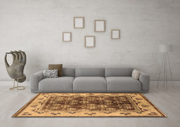 Machine Washable Oriental Brown Industrial Rug in a Living Room,, wshurb546brn