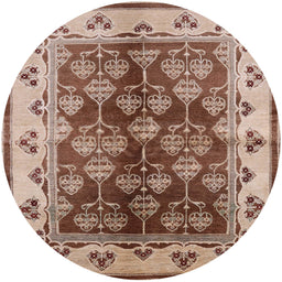 Round Machine Washable Industrial Modern Dark Sienna Brown Rug, wshurb546
