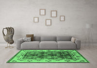 Machine Washable Oriental Emerald Green Industrial Rug, wshurb546emgrn