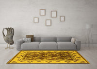 Machine Washable Oriental Yellow Industrial Rug, wshurb546yw