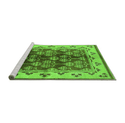 Sideview of Machine Washable Oriental Green Industrial Area Rugs, wshurb546grn