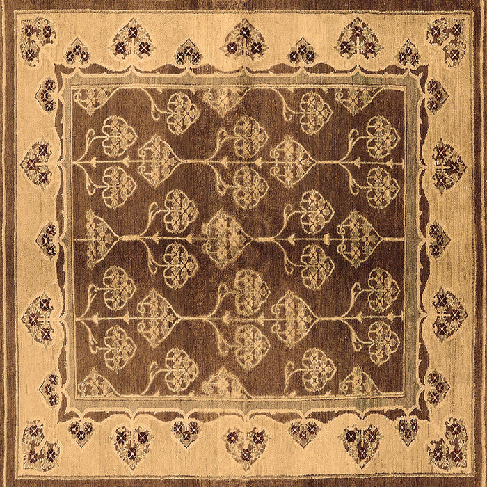 Square Machine Washable Oriental Brown Industrial Rug, wshurb546brn