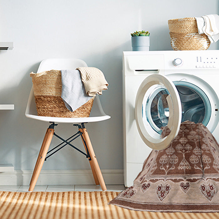 Machine Washable Industrial Modern Dark Sienna Brown Rug in a Washing Machine, wshurb546