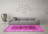 Machine Washable Oriental Pink Industrial Rug, wshurb546pnk