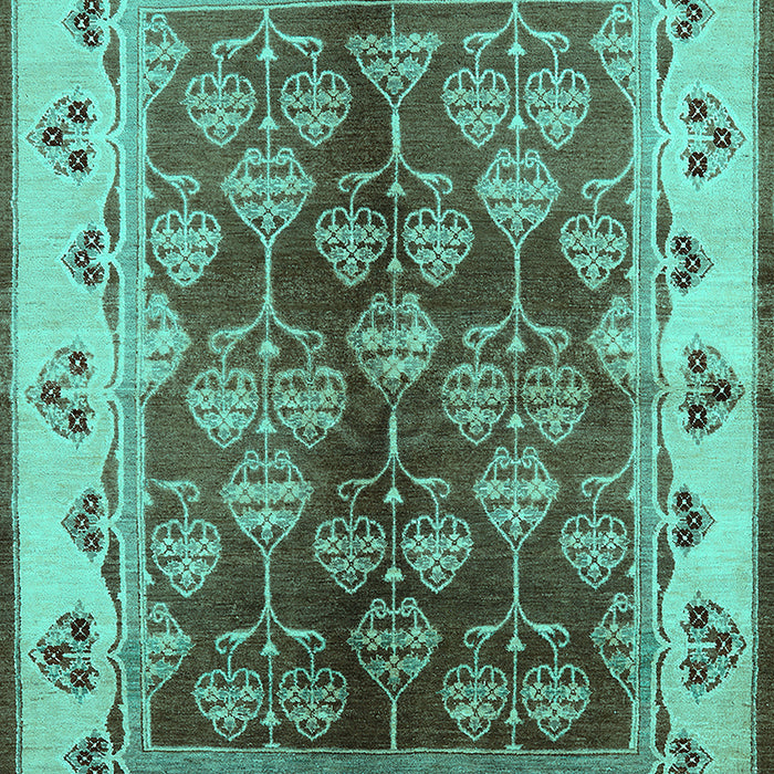 Machine Washable Oriental Turquoise Industrial Area Rugs, wshurb546turq