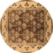 Round Oriental Brown Industrial Rug, urb546brn