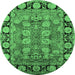 Round Oriental Emerald Green Industrial Rug, urb547emgrn