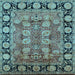 Square Machine Washable Oriental Light Blue Industrial Rug, wshurb547lblu