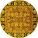 Round Oriental Yellow Industrial Rug, urb547yw