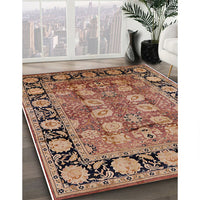 Mid-Century Modern Brown Sand Brown Oriental Rug, urb547