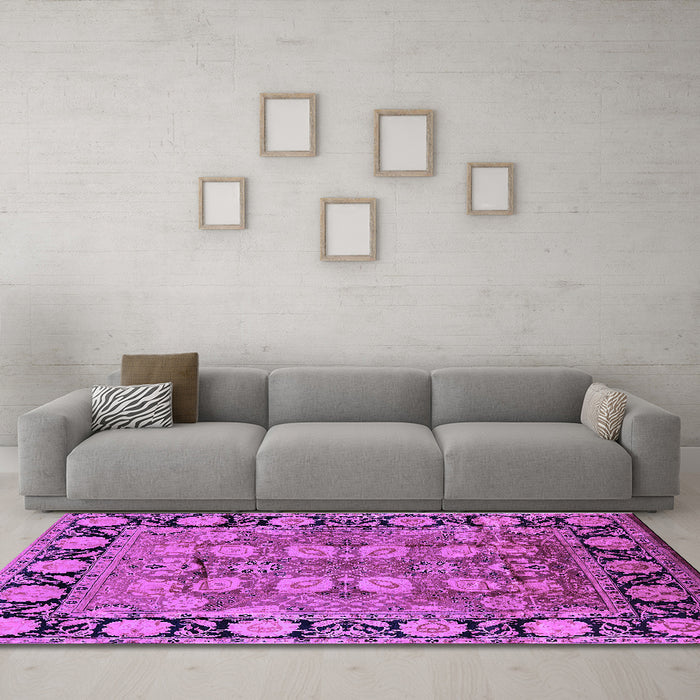 Machine Washable Oriental Purple Industrial Area Rugs in a Living Room, wshurb547pur