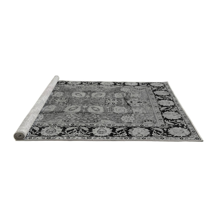 Sideview of Machine Washable Oriental Gray Industrial Rug, wshurb547gry