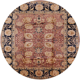 Round Mid-Century Modern Brown Sand Brown Oriental Rug, urb547