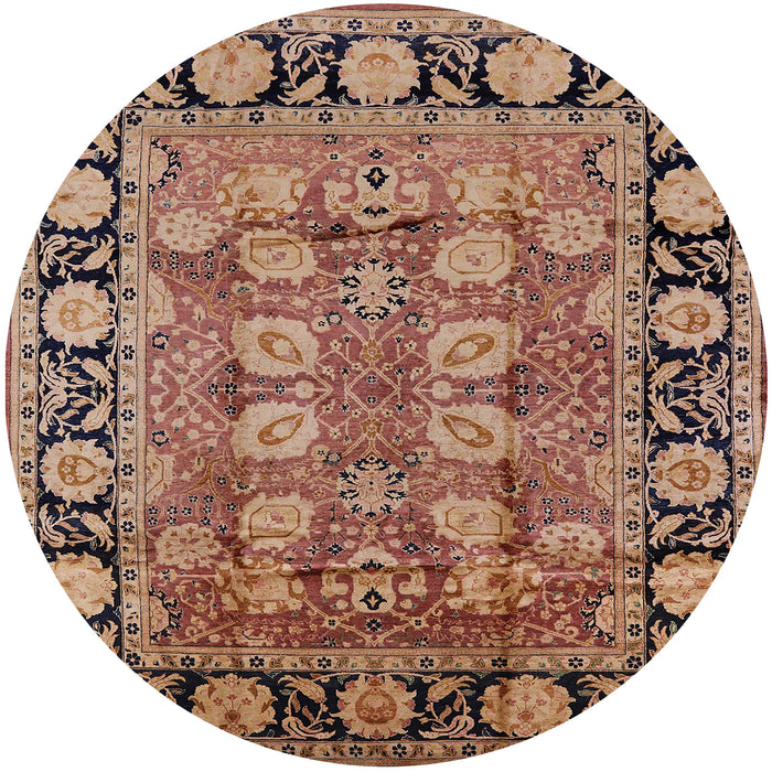 Round Mid-Century Modern Brown Sand Brown Oriental Rug, urb547