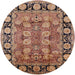 Round Mid-Century Modern Brown Sand Brown Oriental Rug, urb547