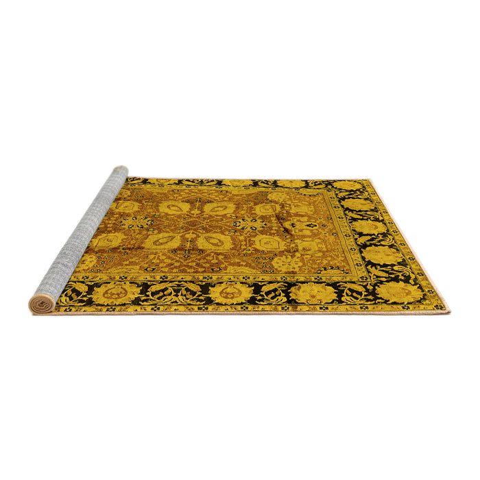 Sideview of Machine Washable Oriental Yellow Industrial Rug, wshurb547yw