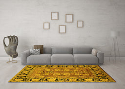 Machine Washable Oriental Yellow Industrial Rug in a Living Room, wshurb547yw