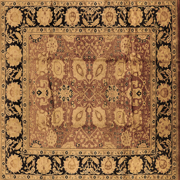 Square Machine Washable Oriental Brown Industrial Rug, wshurb547brn