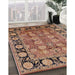 Mid-Century Modern Brown Sand Brown Oriental Rug in Family Room, urb547