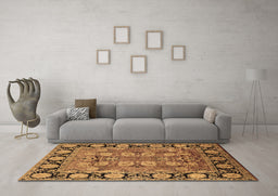 Machine Washable Oriental Brown Industrial Rug in a Living Room,, wshurb547brn