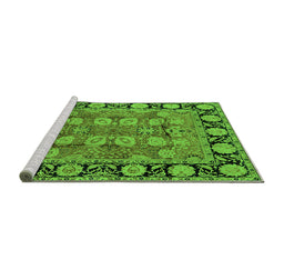 Sideview of Machine Washable Oriental Green Industrial Area Rugs, wshurb547grn