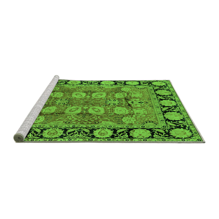 Sideview of Machine Washable Oriental Green Industrial Area Rugs, wshurb547grn