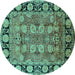 Round Oriental Turquoise Industrial Rug, urb547turq