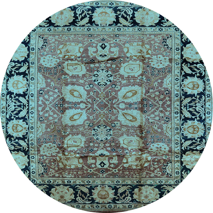 Round Oriental Light Blue Industrial Rug, urb547lblu