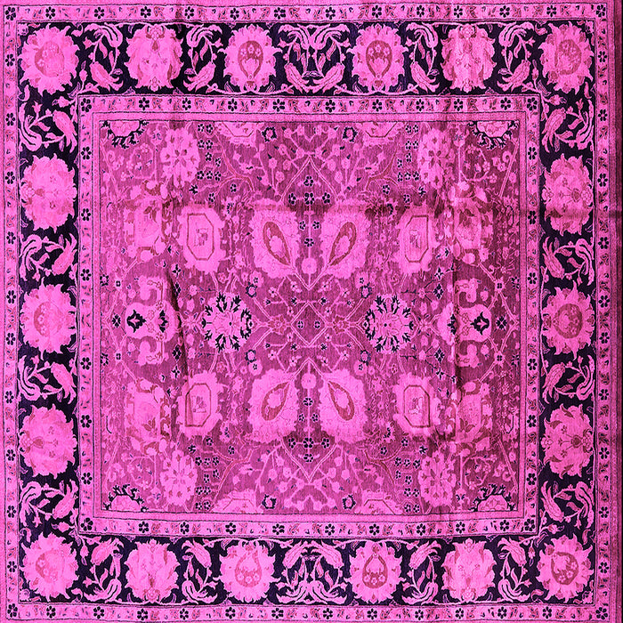Square Machine Washable Oriental Pink Industrial Rug, wshurb547pnk
