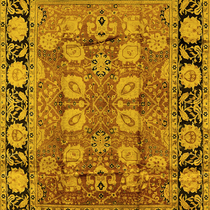 Machine Washable Oriental Yellow Industrial Rug, wshurb547yw