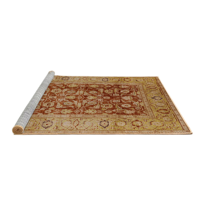Sideview of Machine Washable Industrial Modern Mahogany Brown Rug, wshurb548