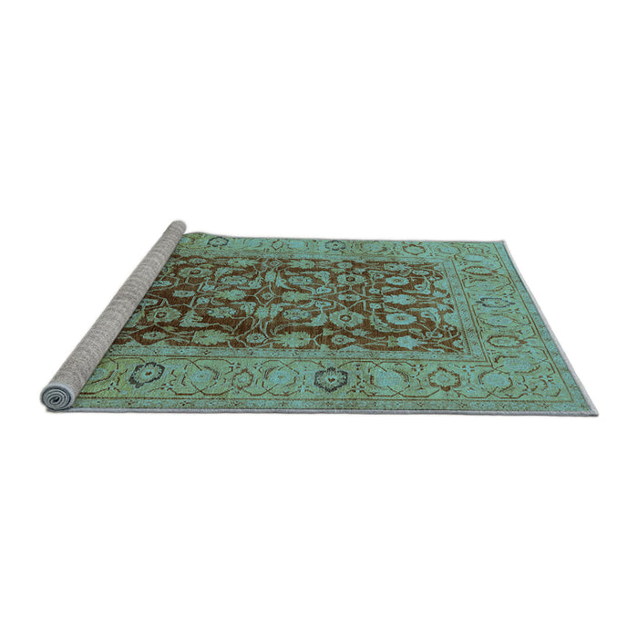 Sideview of Machine Washable Oriental Light Blue Industrial Rug, wshurb548lblu