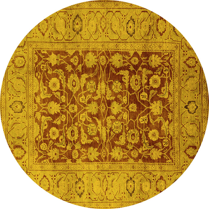 Round Oriental Yellow Industrial Rug, urb548yw