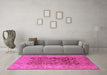 Machine Washable Oriental Pink Industrial Rug in a Living Room, wshurb548pnk