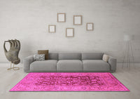 Machine Washable Oriental Pink Industrial Rug, wshurb548pnk