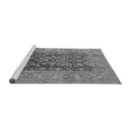 Sideview of Machine Washable Oriental Gray Industrial Rug, wshurb548gry