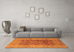 Machine Washable Oriental Orange Industrial Area Rugs in a Living Room, wshurb548org