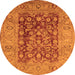 Round Machine Washable Oriental Orange Industrial Area Rugs, wshurb548org