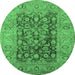 Round Oriental Emerald Green Industrial Rug, urb548emgrn