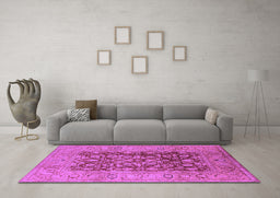 Machine Washable Oriental Purple Industrial Area Rugs in a Living Room, wshurb548pur