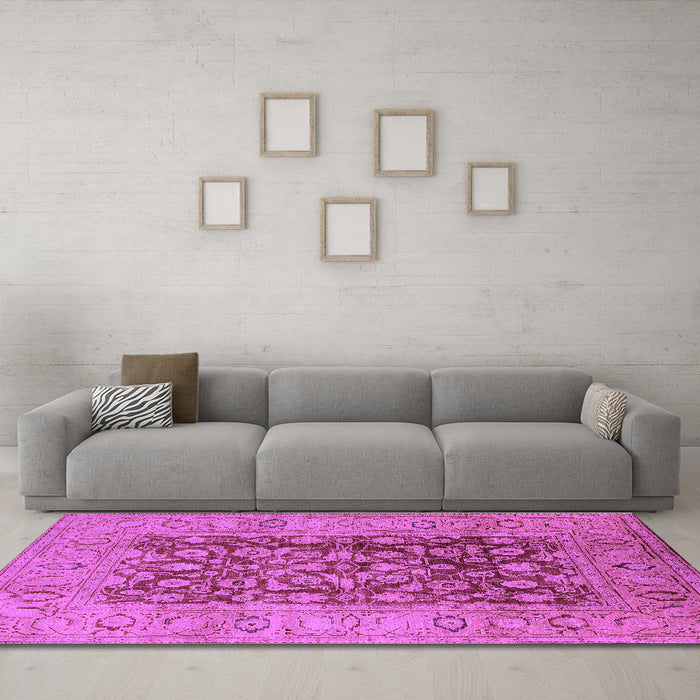 Machine Washable Oriental Purple Industrial Area Rugs in a Living Room, wshurb548pur