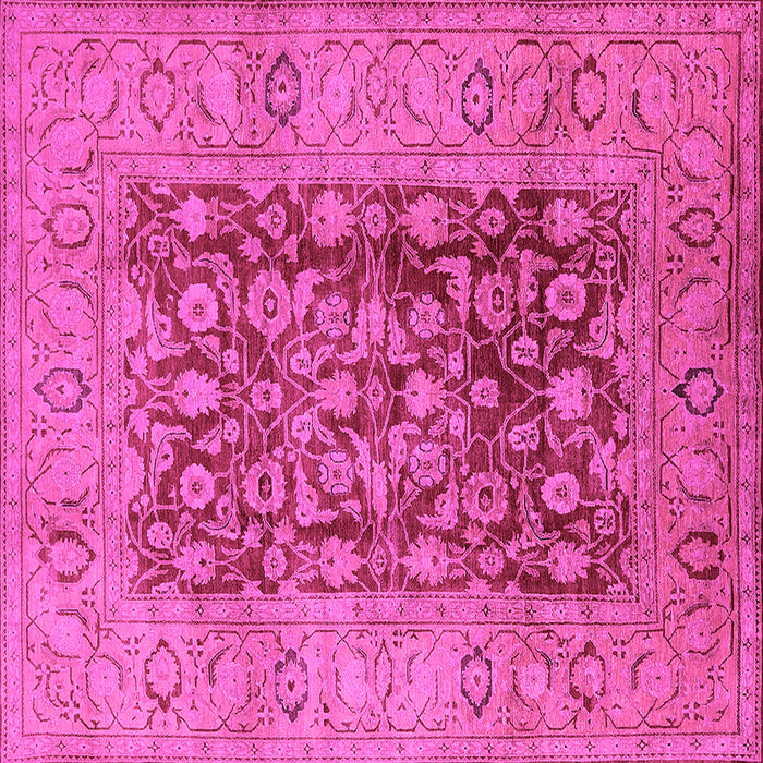 Square Machine Washable Oriental Pink Industrial Rug, wshurb548pnk