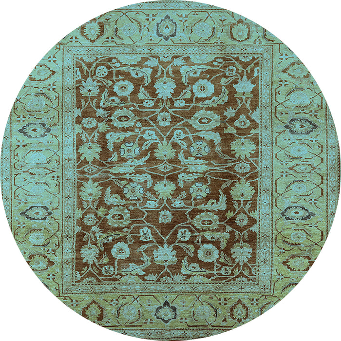 Round Oriental Light Blue Industrial Rug, urb548lblu