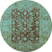 Round Oriental Light Blue Industrial Rug, urb548lblu