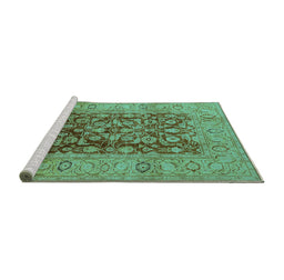Sideview of Machine Washable Oriental Turquoise Industrial Area Rugs, wshurb548turq