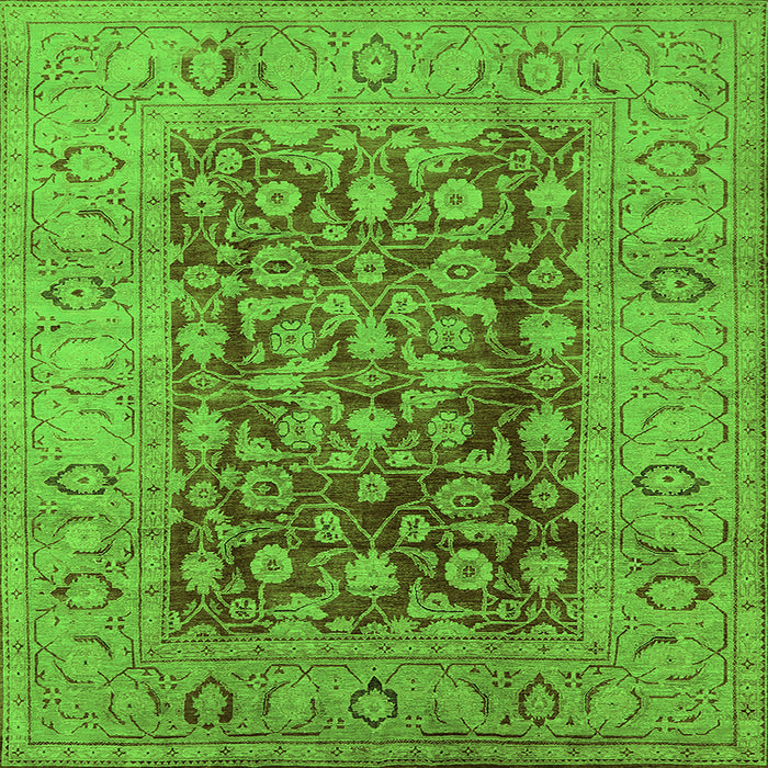 Square Machine Washable Oriental Green Industrial Area Rugs, wshurb548grn